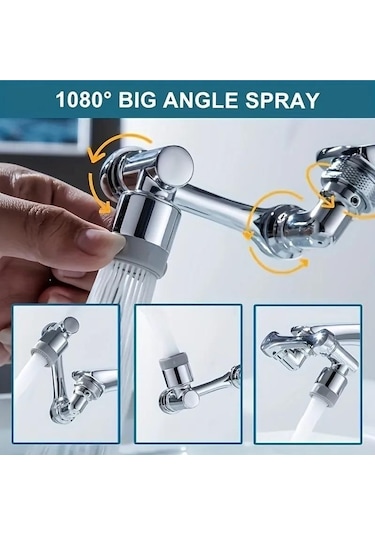 Jms1440 Döndürme Musluk Püskürtme Kafası Havalandırıcı Fıskiye Memesi Mutfak Musluk Dual Mode Gümüş