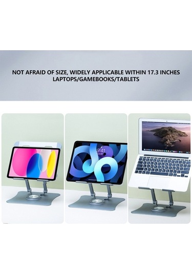Ebitda Alüminyum Dizüstü Bilgisayar Braketi, Katlanabilir, 360 Derece Dönenebilen, Isı Dağılımlı, Gri