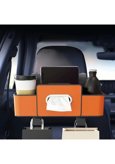 Dashanshop A-brown Abs Reçine Araç Koltuğu Düzenleyici Çift Bölmeli İçecek Atıştırmalık Saklama