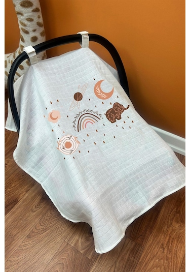 Bohemian Desing 2 Kat Müslin Puset Örtüsü Ekru