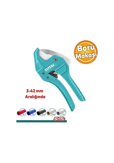 Total Pprc Profesyonel Plastik Tesisat Borusu Boru Kesme Makası 3-42 Mm Çelik