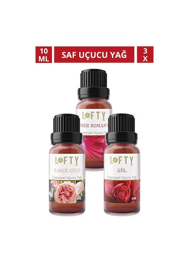 Lofty Gül Bahçe Gülü Amber Doğal Uçucu Yağ Saf Buhurdanlık Esansı Oda Kokusu 10 ML
