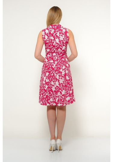 Kadın Düğme Detaylı V Yaka Cotton Elbise 4405/105 001