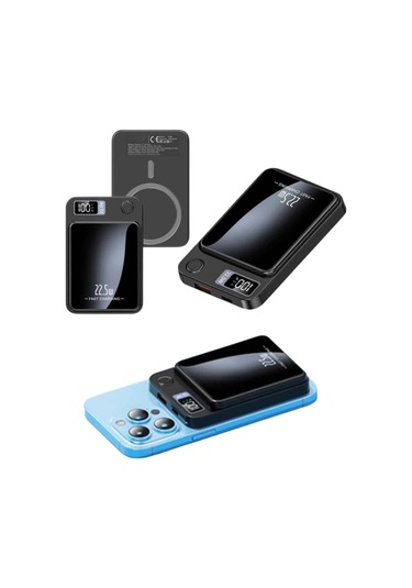 Taşınabilir Şarj Magsafe Powerbank 10.000 Mah Hızlı Şarj Led Göstergeli Kablosuz Çok Renkli