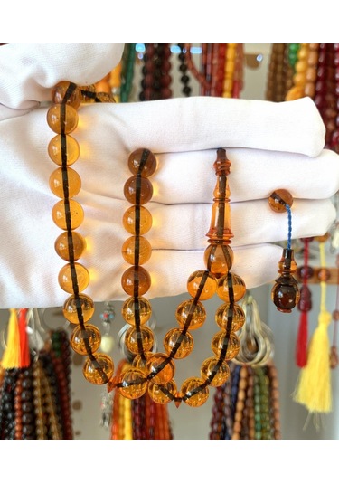 Bal Rengi Küre Model Ateş Kehribar Tesbih