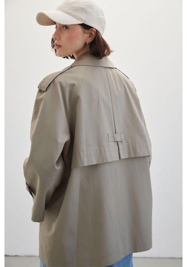 Manuka Oversize Kısa Trençkot Çağla Çok Renkli
