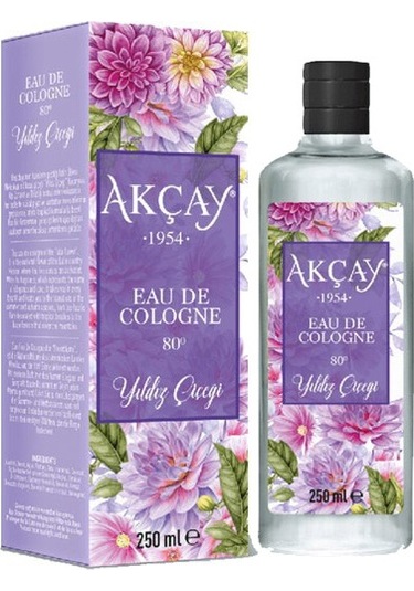 Akçay 80 Derece Yıldız Çiçeği Kolonyası Cam Şişe 250 ML (Kutulu)
