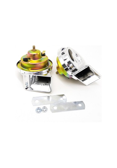 Leezsing As008w 12v Çift Sesli Salyangoz Korna - Araba, Motosiklet Ve Küçük Otomobiller İçin Kolay Montaj, 2'li Set, Gümüş Renk