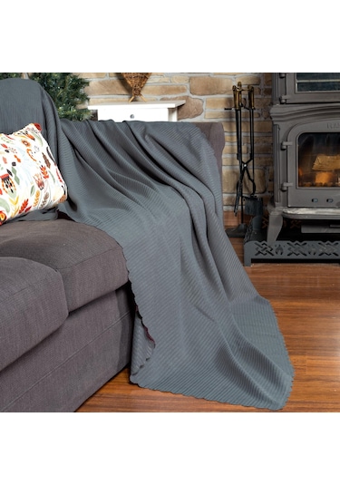 Mikrofiber Şönil Fitilli Minimalist Tekli Koltuk Örtüsü - 110x175 Cm,2 Adet Çift Taraflı, Kaymaz, Terletmez Gri Gri