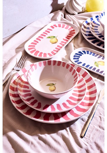 Limone 8 Parça 2 Kişilik Yemek Takımı Cokrenklı Desenli