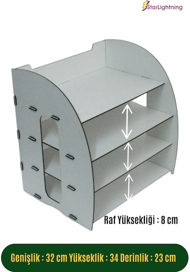 Masa Düzenleyici Organizer Evrak Rafı Masaüstü Organizer Model 6 - Beyaz