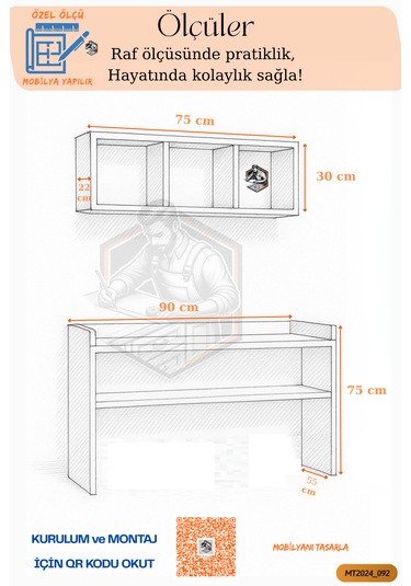 Tamamı Mdf Duvar Raflı Çalışma Odası Seti