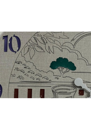 Ahşap Desen Duvar Saati - Çay, Simit Ve Peynir - Epoksi Reçine Kaplamalı - 40 Cm Ahşap