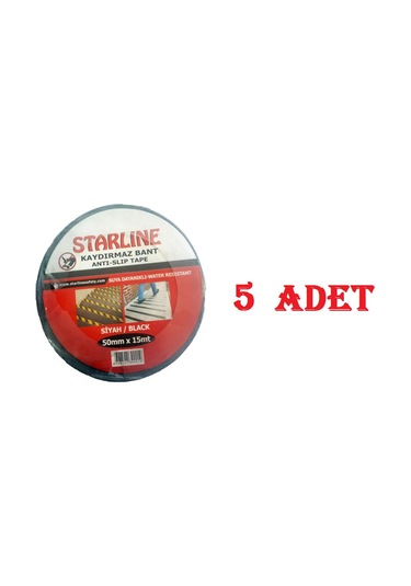 50 Mm * 15 M Yüksek Tutuşlu Kaydırmaz Bant Starline Siyah X 5 Ade