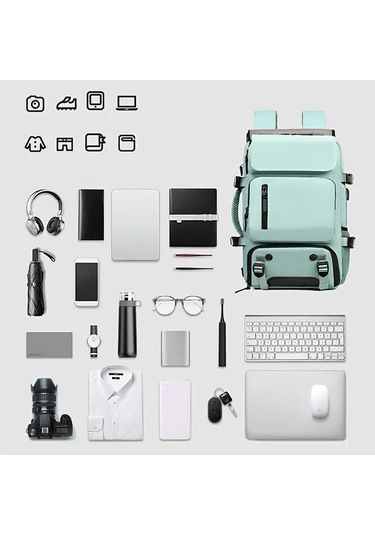 Gateesat Siyah Çok Amaçlı Büro Sırt Çantası Geniş Kapasiteli Nylon Polyester Gezgin siyah