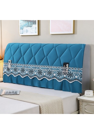 Sones Yatak Başı Her Şey Dahil Çarpışma Önleyici Kapitone Kalın Kumaş Koruyucu Kılıf, Boyut: 60x200cm Sekiz Yapraklı Mavi