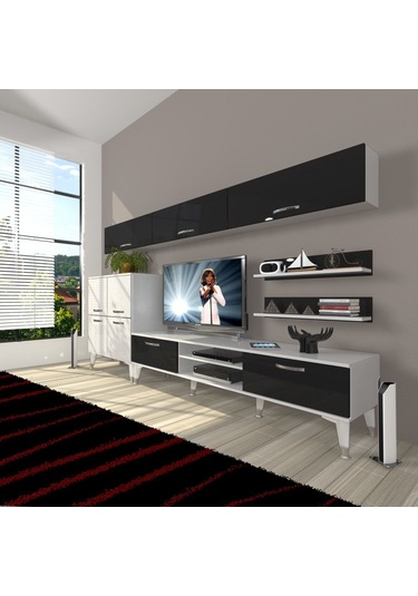 Decoraktiv Eko 8 Slm Dvd Silver Tv Ünitesi Tv Sehpası Beyaz - Siyah