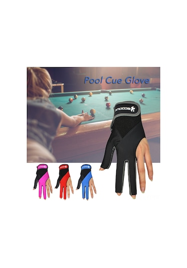 Youtek Sol El İçin Üç Parmak Kesmeli Nefes Alabilir Bilardo Eldiveni - Siyah, S-m Boyut, Esnek Ve Yumuşak