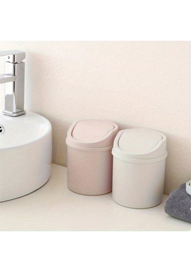 Hightower Mavi 1 Adet Mini Masaüstü Çöp Kutusu Kapaklı Polipropilen Ofis Çöp Sepeti Mavi