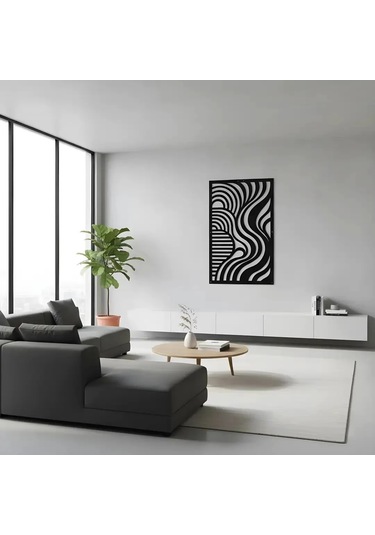 Dikey Dalgalı Metal Duvar Tablosu Salon Dekorasyonu