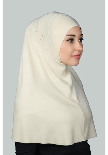 Hazır Türban Pratik Eşarp Tesettür Hijab - Namaz Örtüsü Xl Krem