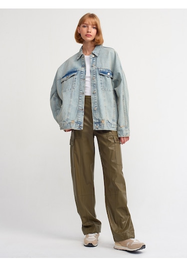 Dilvin Yarasa Kol Kar Yıkama Mont  Mavi