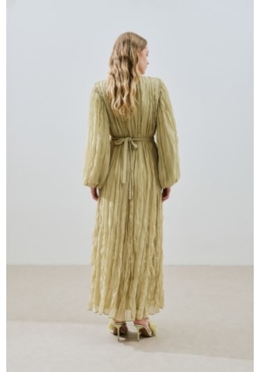 Piliseli Şifon Elbise Adaçayı Adaçayı