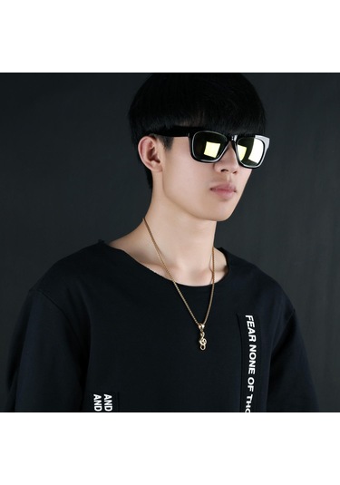 Altın Opk Yaratıcı Müzik Sembolü Kolye Titanyum Çelik Erkek Kolye Havlu Altın