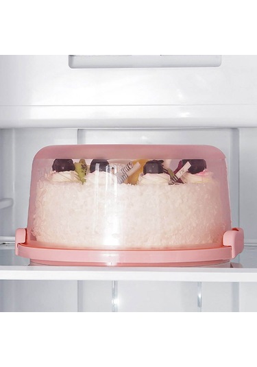 Plastik Pasta Kutusu, Kilitlenebilir Kapaklı Yuvarlak Pasta Saklama Kutusu Yeşil