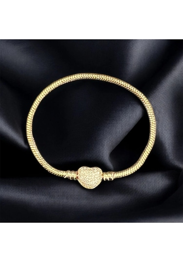 T-blk-27 Kalp Klipsli Bileklik Gold
