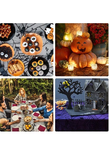 Ximistore9 Karanlık Pentiagram Desenli Polyester Kumaş, Halloween Partileri İçin 244x46 Cm Ateşlik Örtüsü, Kordonlu Lambak Ve Dekoratif Perdeler