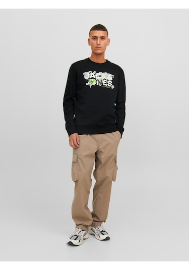 Jack&jones Dust Erkek Siyah Bisiklet Yaka Sweatshirt 12240211-BLK Siyah