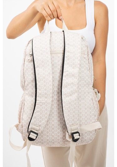Ultra Hafif Çok Cepli Su Geçirmez Sırt Çantası Unisex Desenli Krem Model: 571-2e - Krem