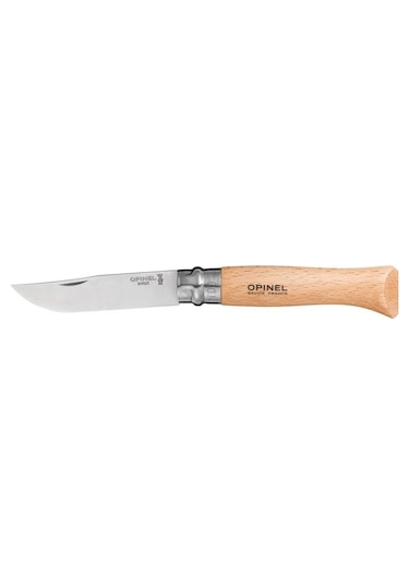 Opinel İnox 9 No Kayın Saplı Paslanmaz Çelik Kamp Çakı Kahverengi