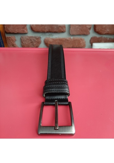 Erkek Siyah Hakiki Deri Vejetal Dana Derisi Kemer Gvn-0052 - 4 CM Siyah