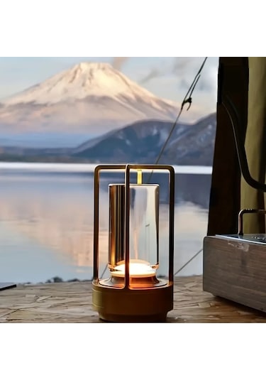 Honeybeeshop Golden 3285 Çok Yönlü Parlaklık Modern Mat Metal Kristal Masa Lambası Dokunmatik Kontrollü Şarj Edilebilir Led Işık Vintage Haç Tasarımı Taşınabilir Enerji Tasarruflu Hediye Ahşap