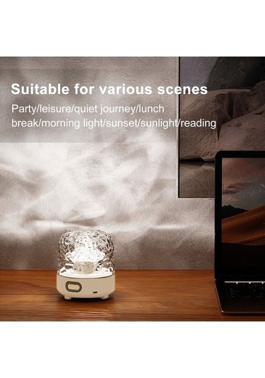 Opulentliving Geeroyoo 3 Renkli Şarjlı Led Su Dalgası Projektörü, Bluetooth Işık Gösterisi, 13x11.3x11.3cm Diğer