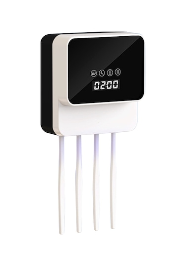 Geeksen Uv Diş Fırçası Dezenfektörü, Duvara Monte Usb Şarjlı Zamanlayıcılı Banyo Organizer Beyaz