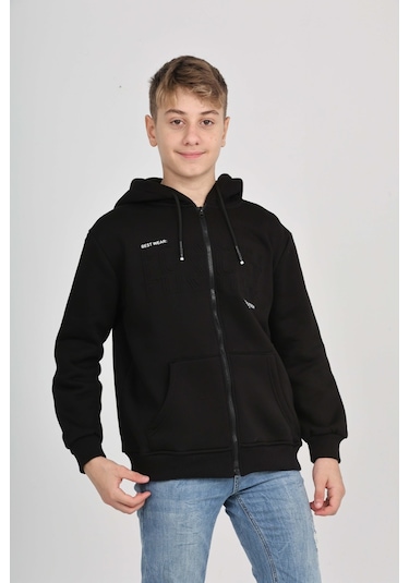 Toontoy Erkek Çocuk Luxury Baskılı Hırka Siyah