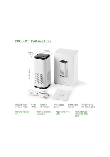 Filtreli Araba Usb Hava Temizleyici Formaldehit Benzen Duman Toz Parçacıklarını Temizler