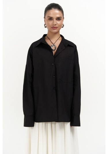 Josie Oversize Siyah Gömlek Siyah
