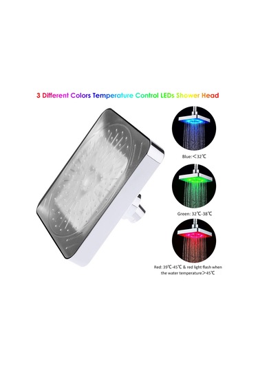 Teltree 8 Led Renkli Isı Algılama Duş Başlığı - Otomatik 3 Renk Değişimi - Dayanıklı Abs Malzeme Diğer