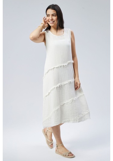 Muslin Elbise Yazın Vazgeçilmesi Beyaz