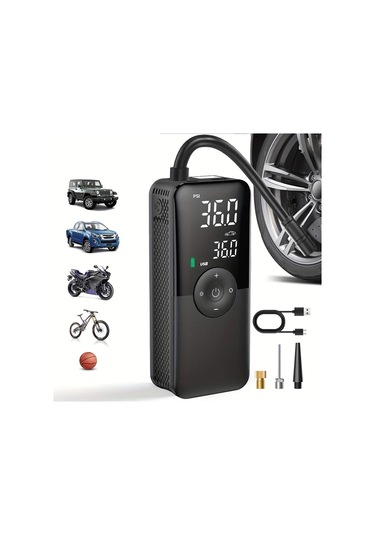 Primepickings 1 Numara Portable Tire Inflator Araba Motosiklet Ve Bisikletler Icin Tasinabilir Lastik Sisme Cihazi Arka Depolama Kisali