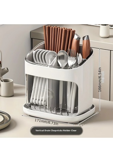 Fochsia Yeşil Duvara Monte Veya Tezgah Üstü Plastik Çatal Bıçak Saklama Kutusu - Büyük Kapasiteli Sökülebilir Kapak Yeşil