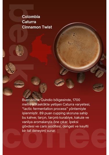 Colombia Cinnamon Twist Çekirdek Kahve 250 Gr, %100 Arabica Çekirdek Kahve