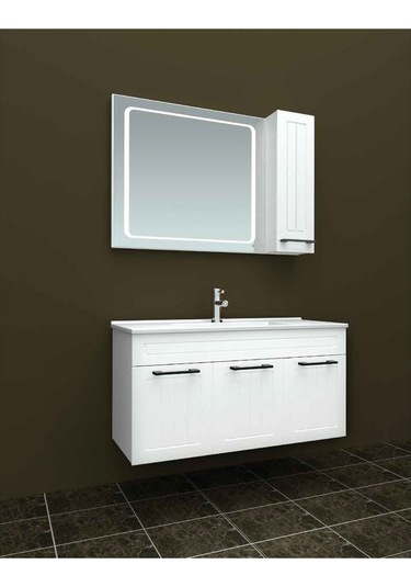 Evros Uras Banyo Dolabı 100 Cm Beyaz