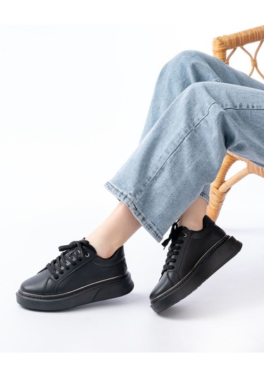 Rs-2435 Siyah Platin Bağcıklı Dikişli Günlük Spor Ayakkabı Beyaz