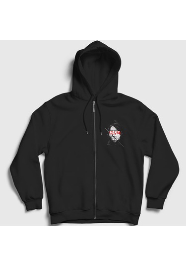 Presmono Unisex Fake Nirvana Kurt Cobain Fermuarlı Kapüşonlu Sweatshirt Siyah