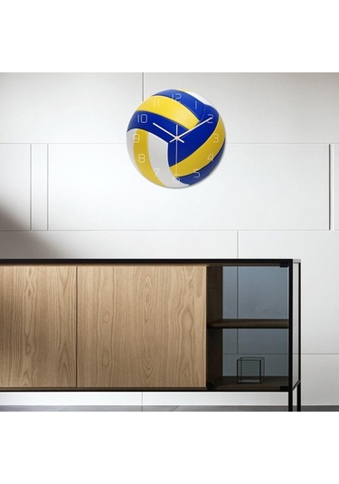 Pazly Yuvarlak Voleybol Voleybol Topu Suntek Spor Sessiz Saati Duvar 12 '' İd Çok Renkli